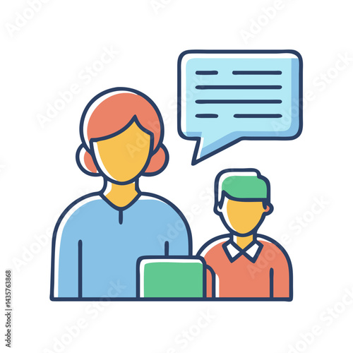 Consultation icon depicting advice and guidance with supporting elements