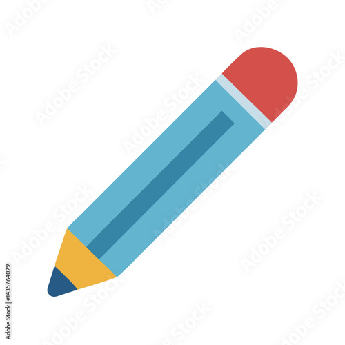Blue pencil with eraser isolated on black background image