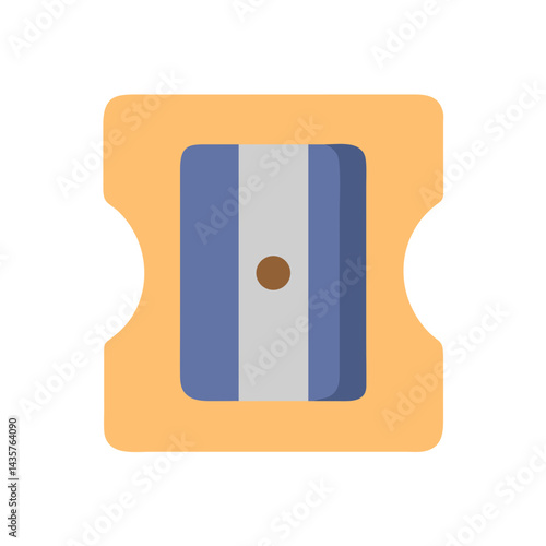 Simple flat illustration of a pencil sharpener on black