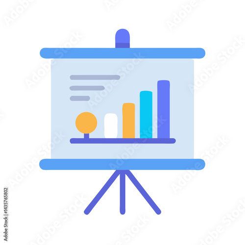 Flat design presentation chart with growing colorful bar graph