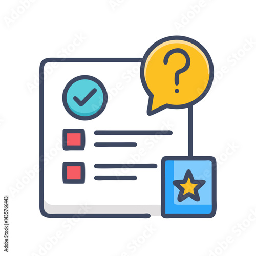 Task list with questions and favorites in flat style