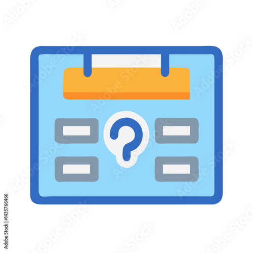 Unknown information on checklist, question mark icon illustration