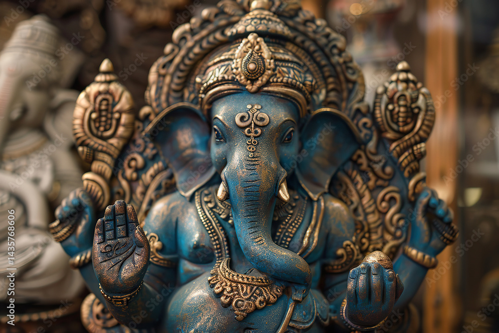Bright holiday composition for happy Ganesh Chaturthi, abstract vivid composition consists of fictional unreal fantastic vision on background Bright holiday composition for happy Ganesh Chaturthi, abstract vivid composition consists of fictional unreal fantastic vision on background