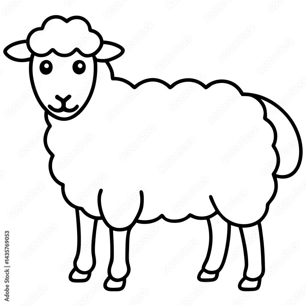 Elegant Sheep Outline Illustration Elegant Sheep Outline Illustration