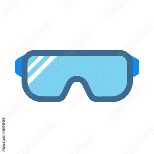 Blue tinted goggles illustration on black background in center