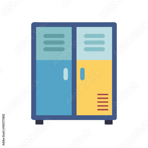 Colorful school lockers illustration on black background, flat design