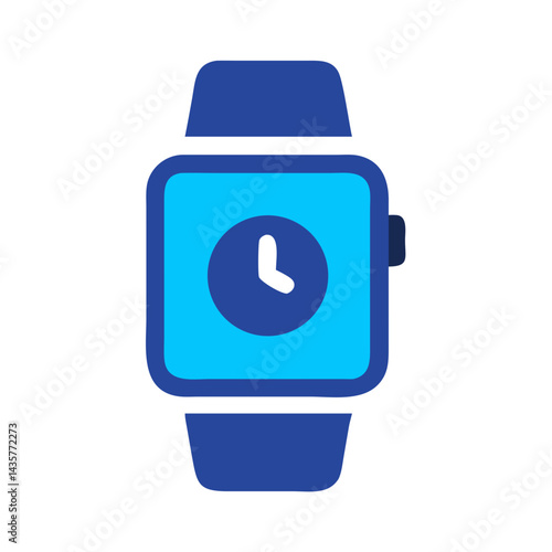 Stylized flat icon smart watch on black background