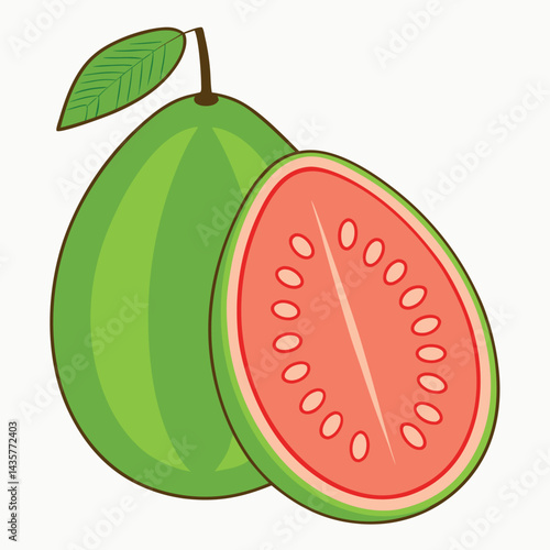Fresh guava fruit, whole and sliced