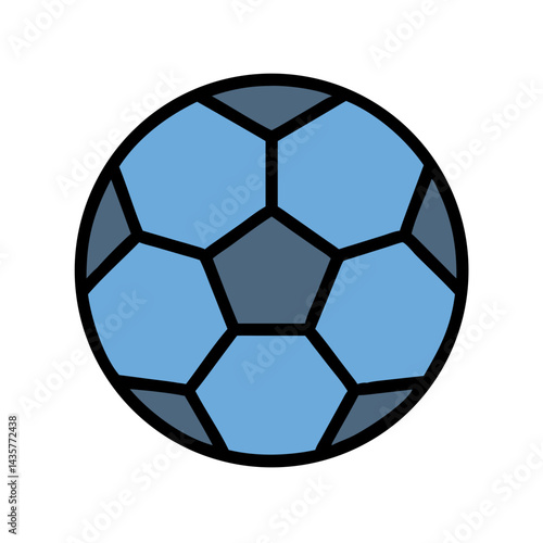 Stylized soccer ball icon in blue tones on black