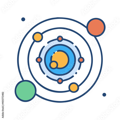 Stylized Solar System Depiction with Circular Orbits Illustration