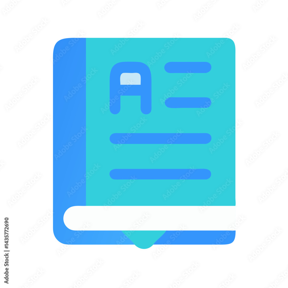 Stylized blue textbook flat icon against a black background Stylized blue textbook flat icon against a black background