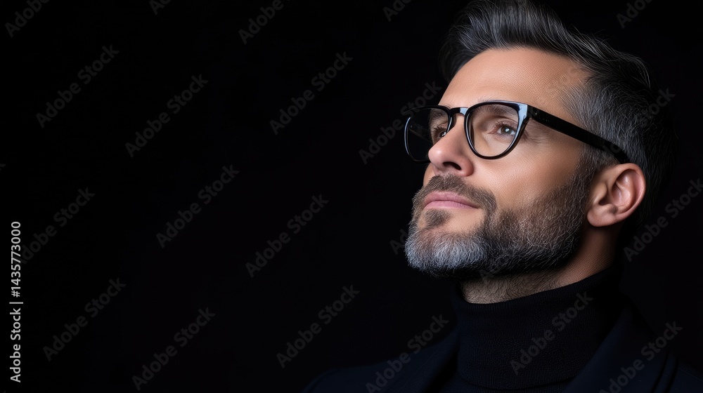 Thoughtful man in eyeglasses Thoughtful man in eyeglasses