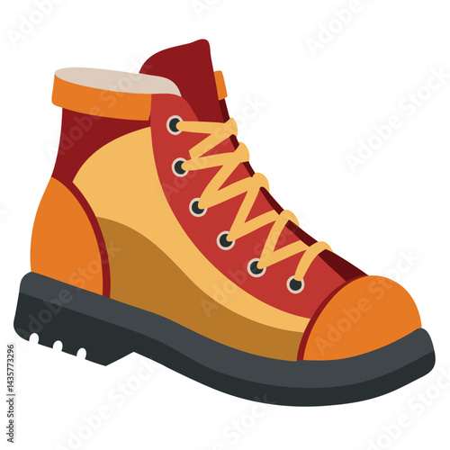 Vintage hiking boot detailed vector illustration