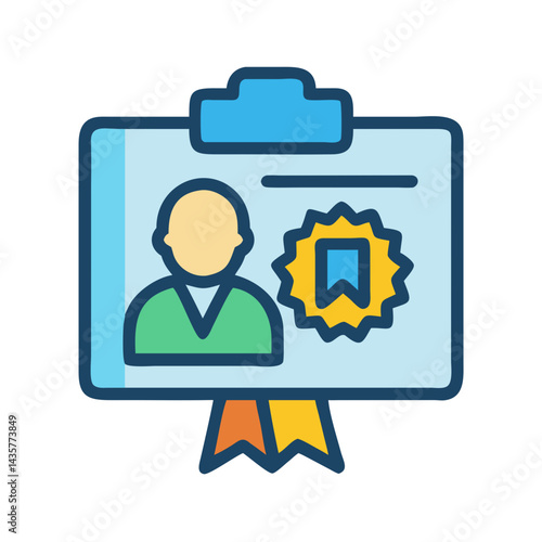Employee of the month vector icon on a clipboard