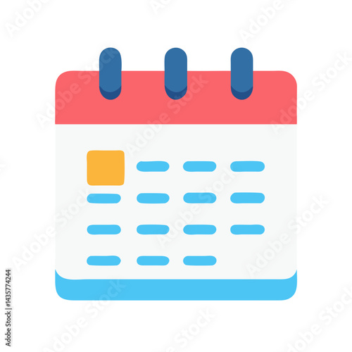 Calendar icon illustration with simplified and flat design style