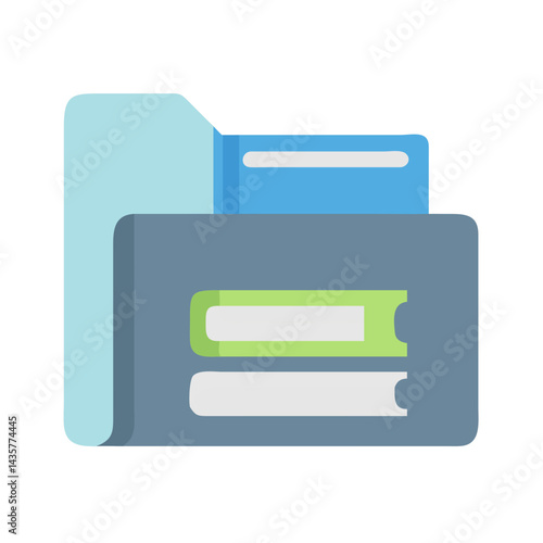 Stylized file folder icon with document inside, flat design