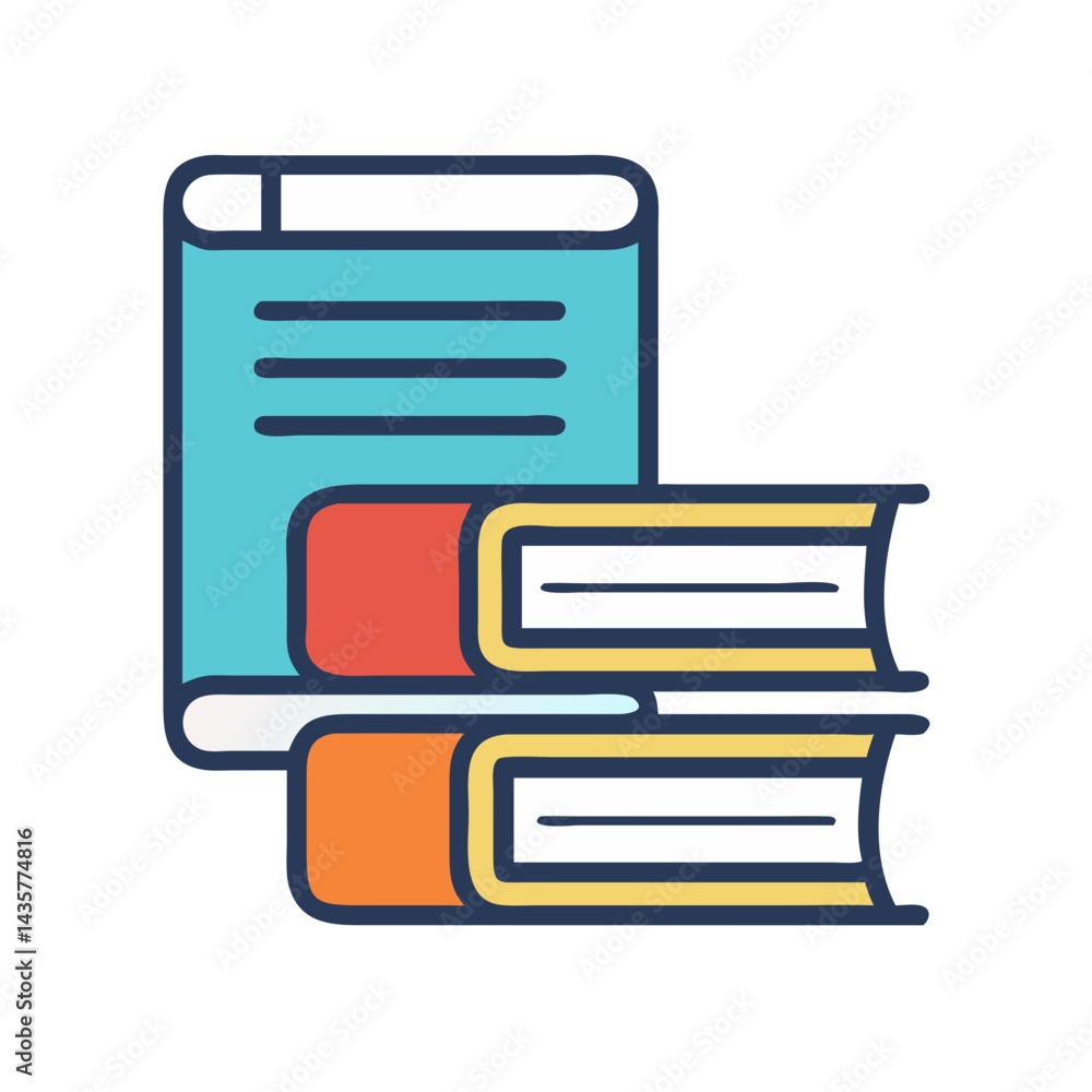 Stylized stack of books with notebook on black background Stylized stack of books with notebook on black background