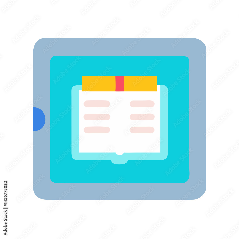 Stylized tablet with document icon inside, flat illustration style Stylized tablet with document icon inside, flat illustration style