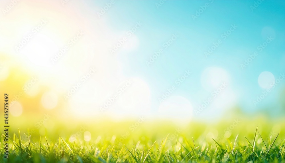 Obraz premium Sunlit grass landscape outdoor nature scene vibrant greenery peaceful environment eye-level view serenity concept