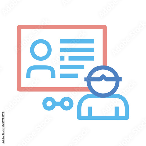 Employee id badge with identification data and network icon