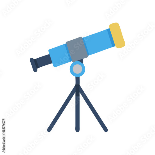 Cartoon style telescope on tripod for astronomical observation icon