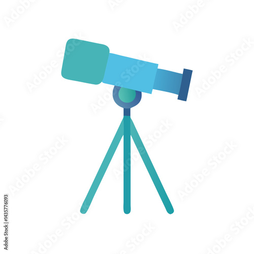 Stylized blue telescope illustration isolated against a black background