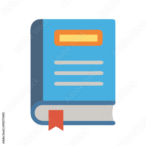 Illustration of a closed blue book with red bookmark