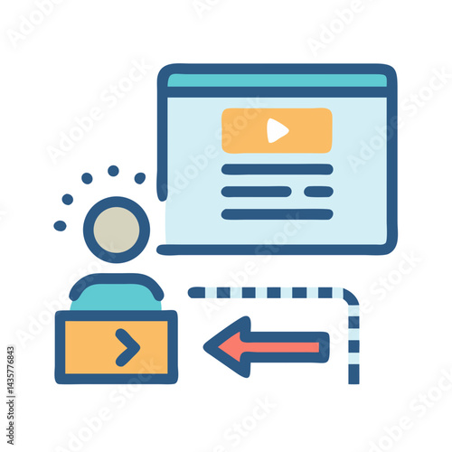 Data retrieval and feedback loop graphic icon illustration