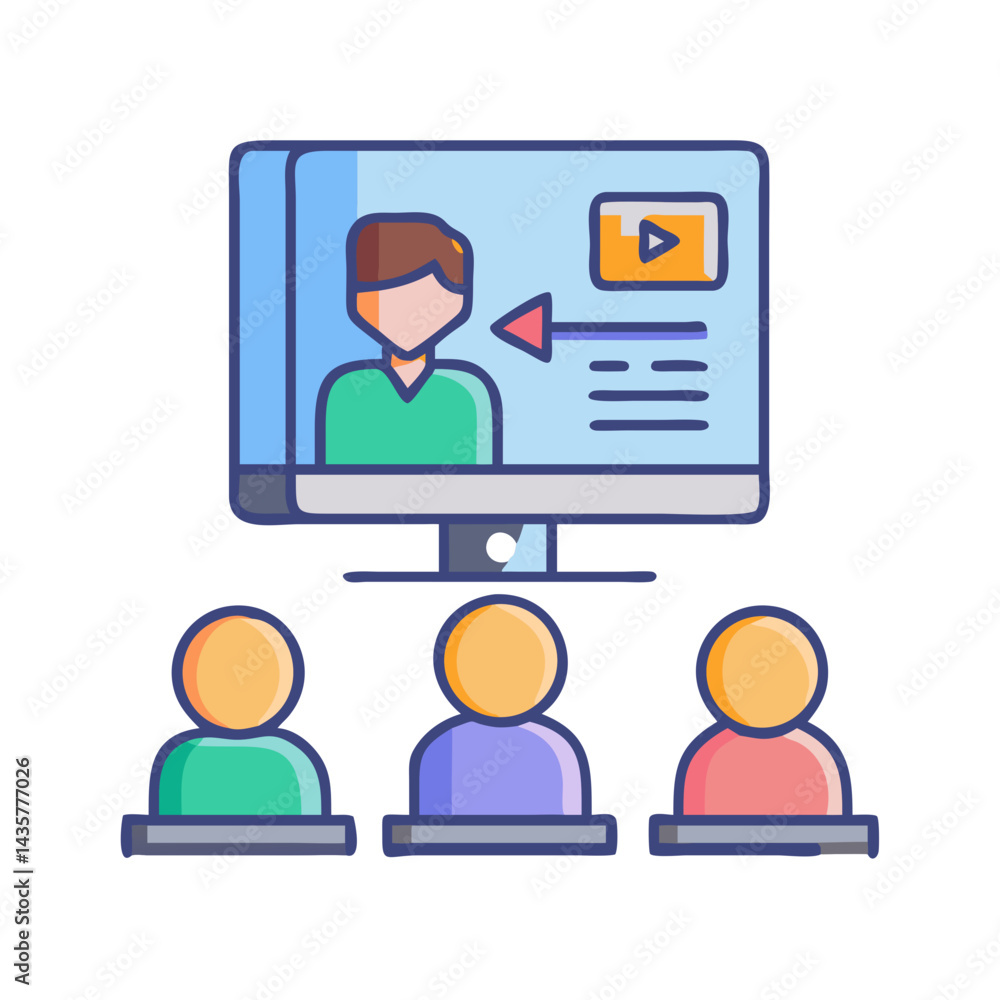 Online training webinar concept presented on digital computer screen Online training webinar concept presented on digital computer screen