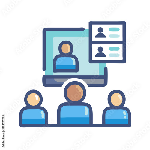 Virtual meeting with remote attendees illustration for online event