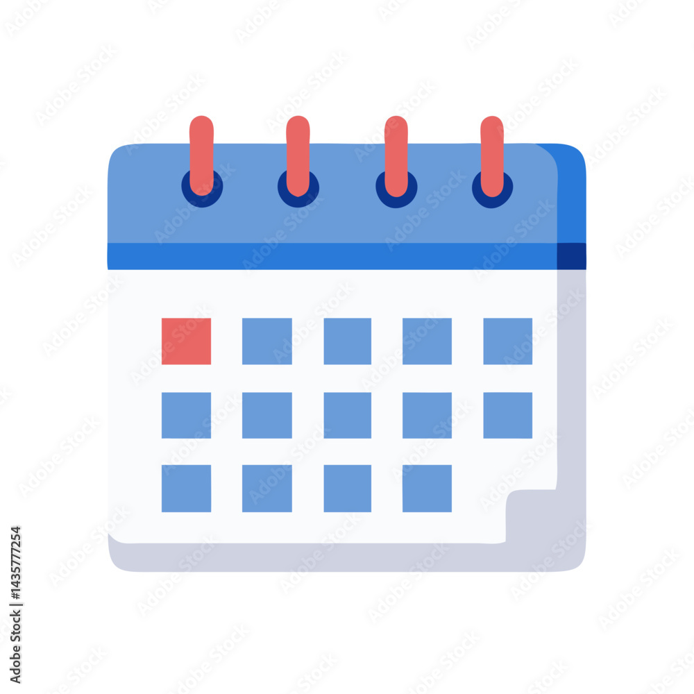 Flat stylized calendar icon with a highlighted date concept Flat stylized calendar icon with a highlighted date concept