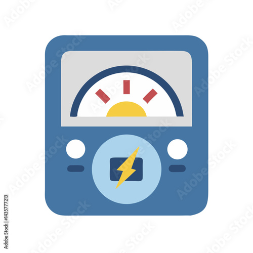 Blue electrical meter illustration on black background for stock