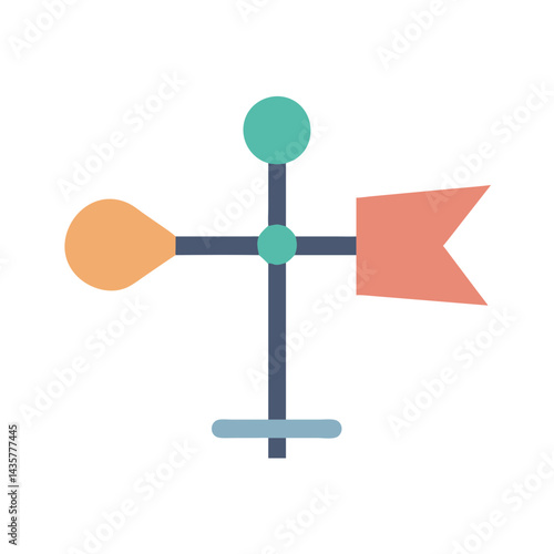 Whimsical flat design weather vane icon on black background