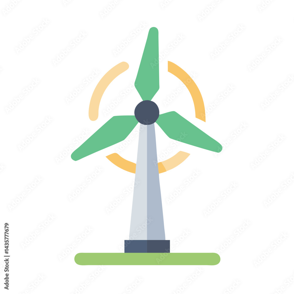 Minimalistic illustration of a wind turbine on black background Minimalistic illustration of a wind turbine on black background