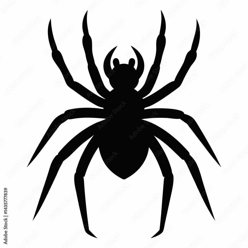 Flat Spider Silhouette Vector Art Flat Spider Silhouette Vector Art