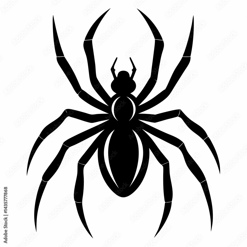 Flat Spider Silhouette Vector Art Flat Spider Silhouette Vector Art