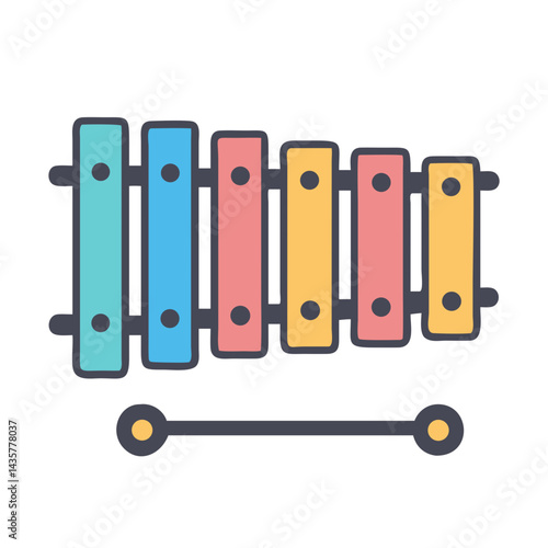 Colorful xylophone with mallets on a dark background illustration