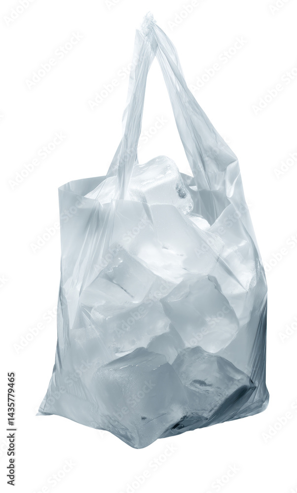 A bag filled with clear ice cubes. A bag filled with clear ice cubes.