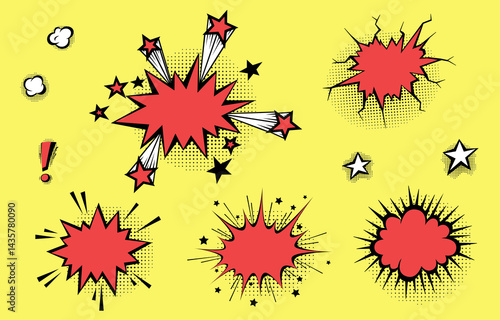 Speech bubbles with halftone shadows in cartoon, comic style.
