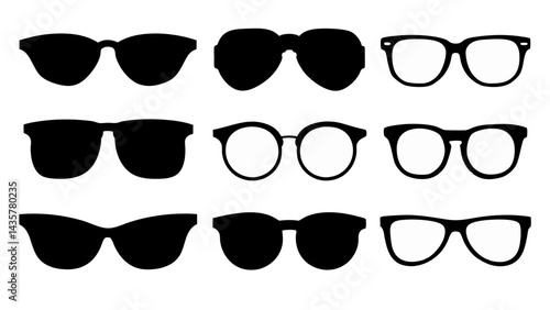 set of sunglass silhouette vector on tranparent background