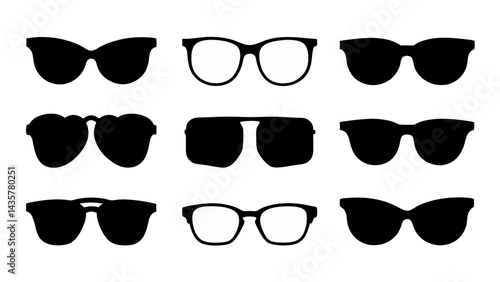 set of sunglass silhouette vector on tranparent background