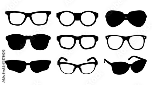 set of sunglass silhouette vector on tranparent background