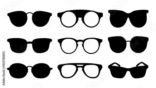 set of sunglass silhouette vector on tranparent background