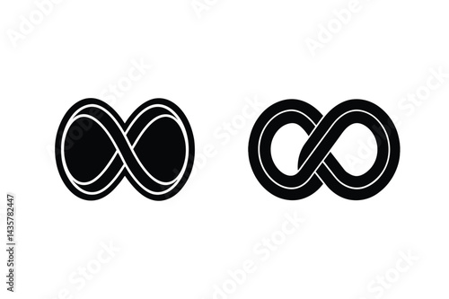 Two Stylized Infinity Symbols In Black And White Graphic Design Element