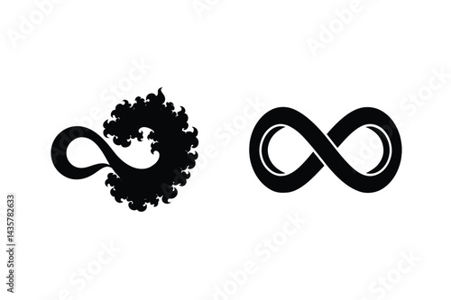 Black And White Infinity Symbols With Fractal Inspired Design And Traditional Loop