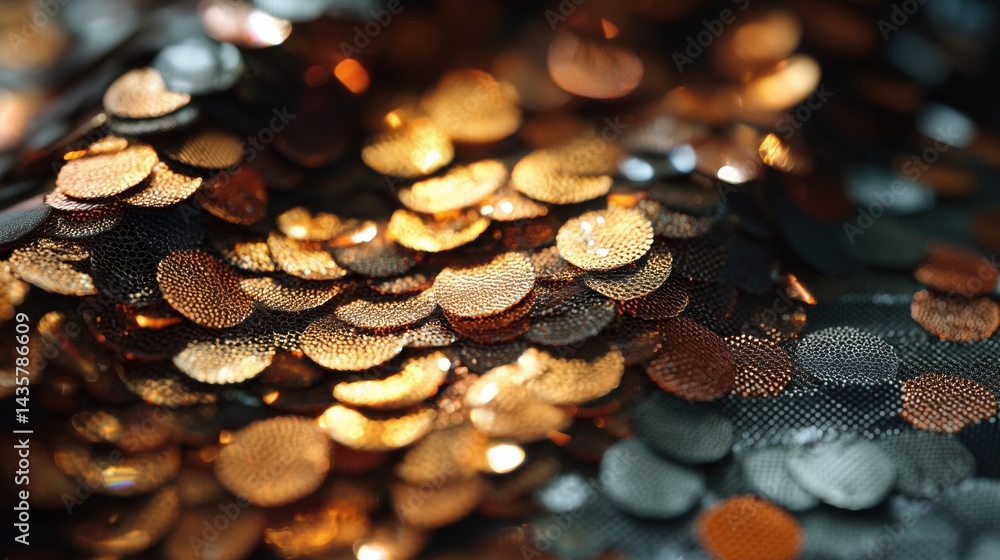 Dense Metallic Sequins on Fabric with Rich Reflections
Dense Metallic Sequins on Fabric with Rich Reflections