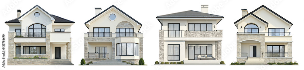 PNG Elegant modern suburban homes, element set on transparent background PNG Elegant modern suburban homes, element set on transparent background