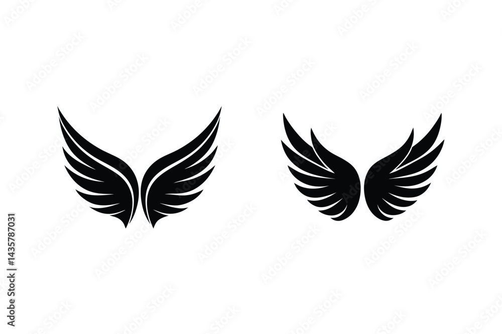 Two Pairs Of Black Wing Illustrations In Elegant Design And Vector Format Two Pairs Of Black Wing Illustrations In Elegant Design And Vector Format