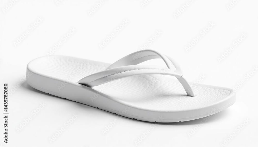 Single white flip-flop, isolated on pure white background, summertime, simple Single white flip-flop, isolated on pure white background, summertime, simple