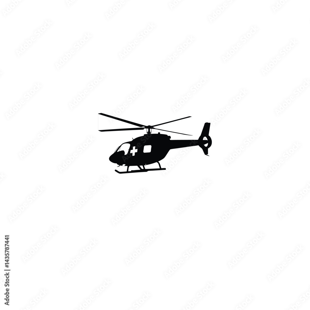 Fototapeta premium Air Ambulance silhouette on white background